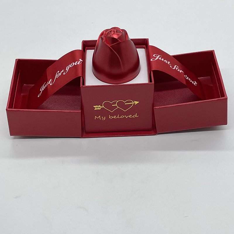 Hot sell unique design jewelry gift box with ribbon band for rings 1